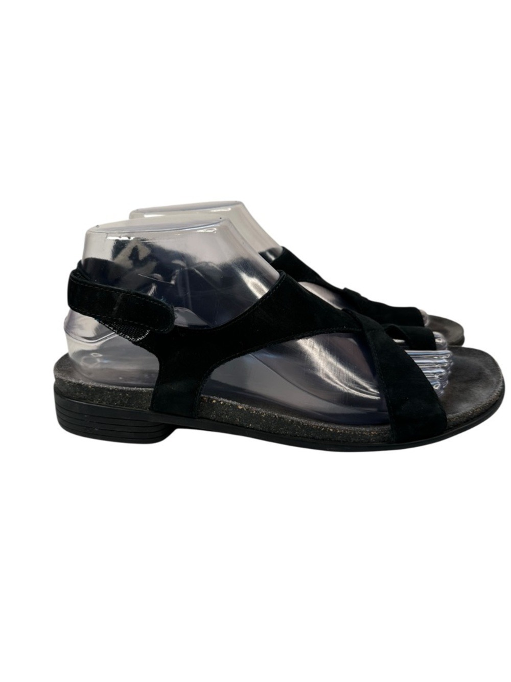 Munro Meghan Black Nubuck Leather Comfort Slingback Sandals Womens 9.5 USA
